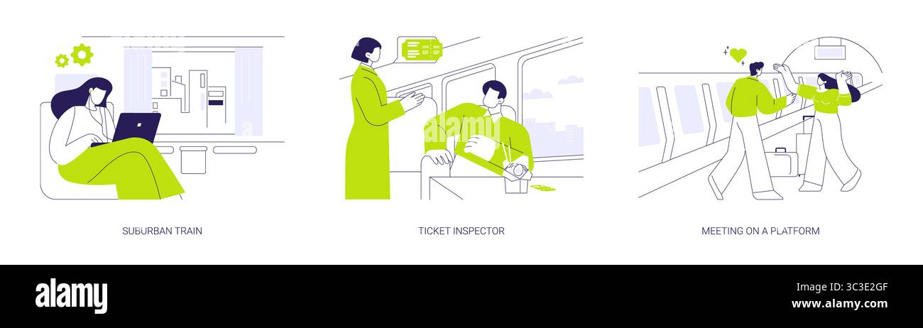 Städtischer Schienenverkehr abstrakte Konzeptvektorillustrationen. Stock Vektor