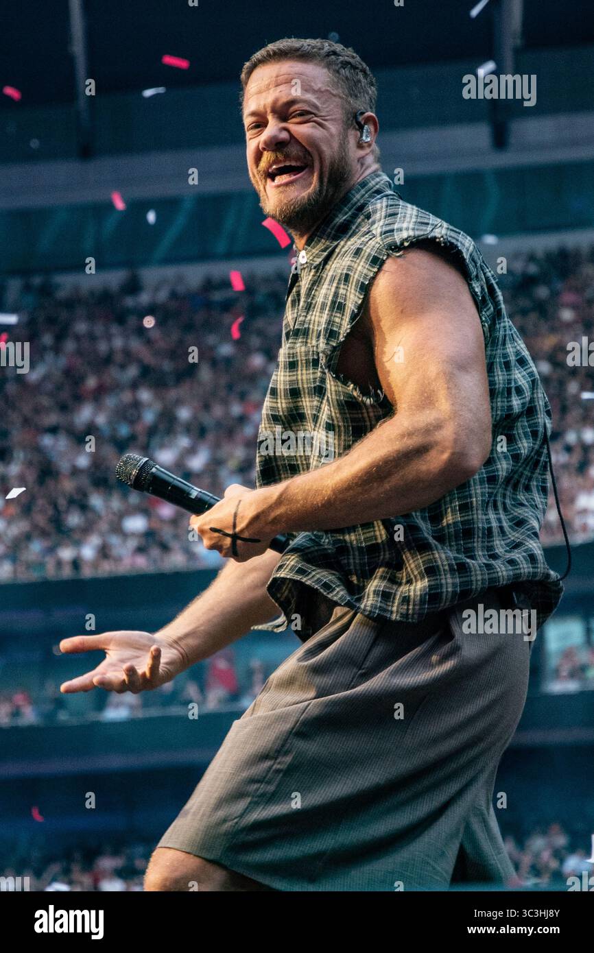 Tottenham Stadium, London, Großbritannien, Imagine Dragons, Loom World Tour, Freitag, 25. Juli 2025, Bild von Emma Terracciano Credit: Emma Terracciano/Alamy Live News Stockfoto