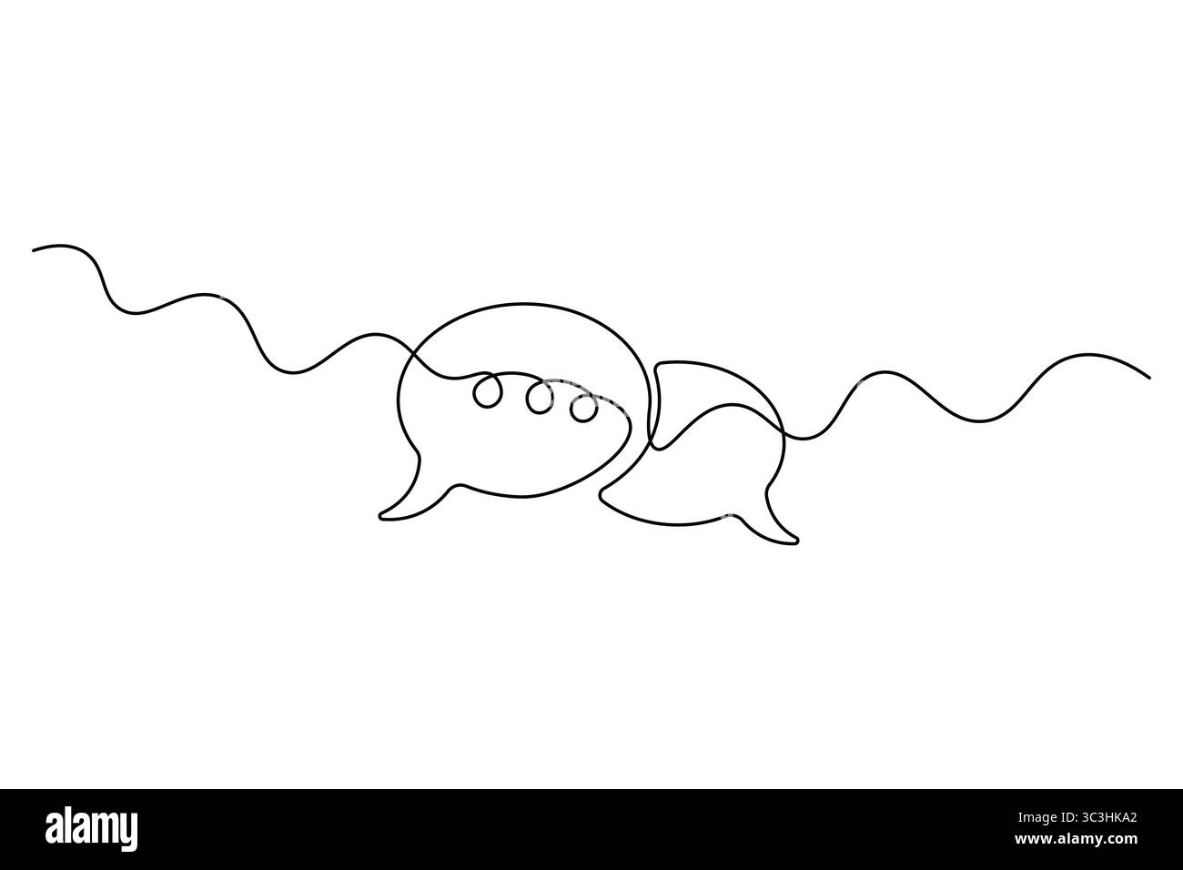Minimale Sprachblase Continuous Line Art Vektor Chat-Symbol Silhouette für Kommunikations- und Messaging-Design. Stock Vektor