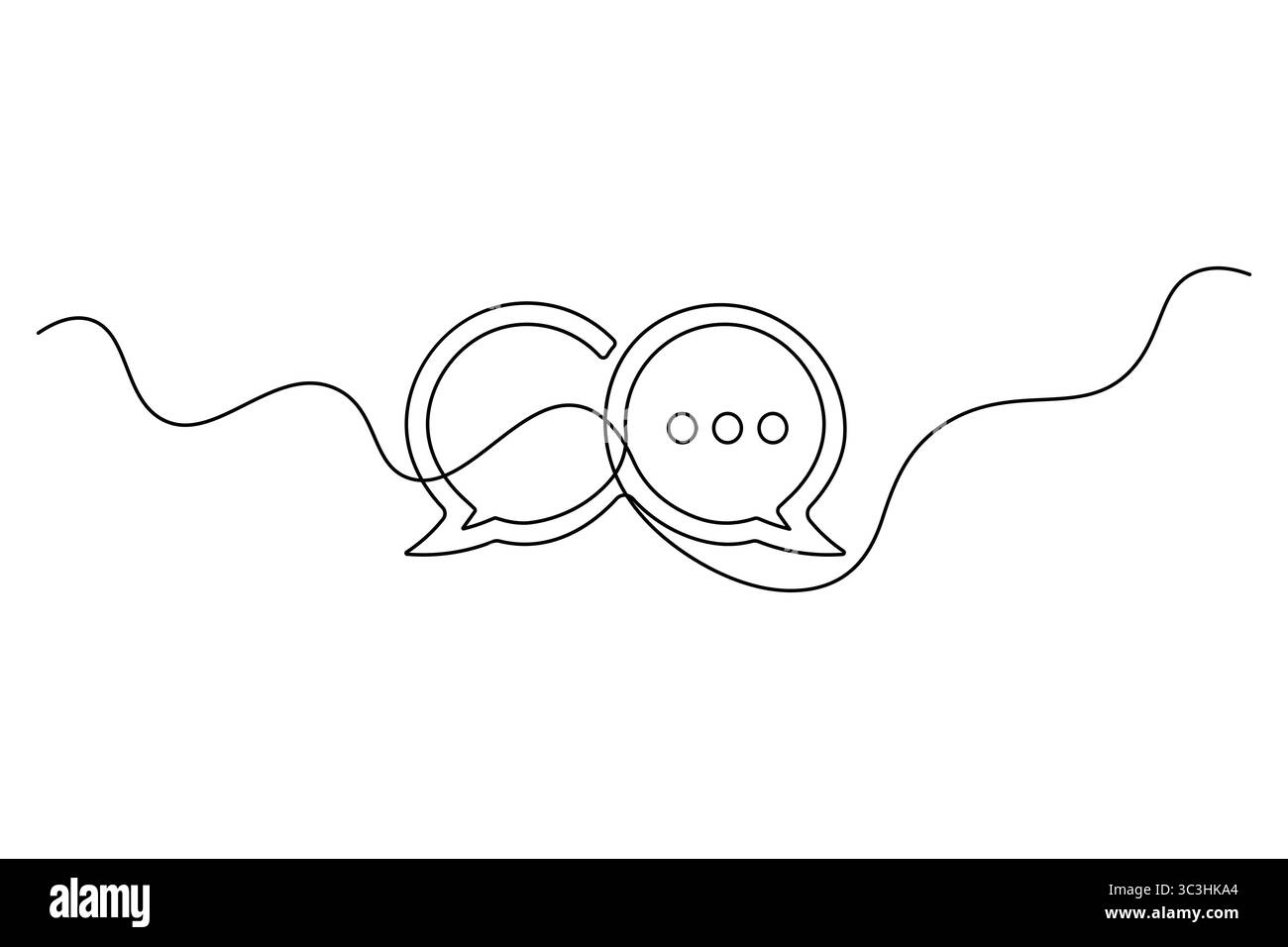 Minimale Sprachblase Continuous Line Art Vektor Chat-Symbol Silhouette für Kommunikations- und Messaging-Design. Stock Vektor