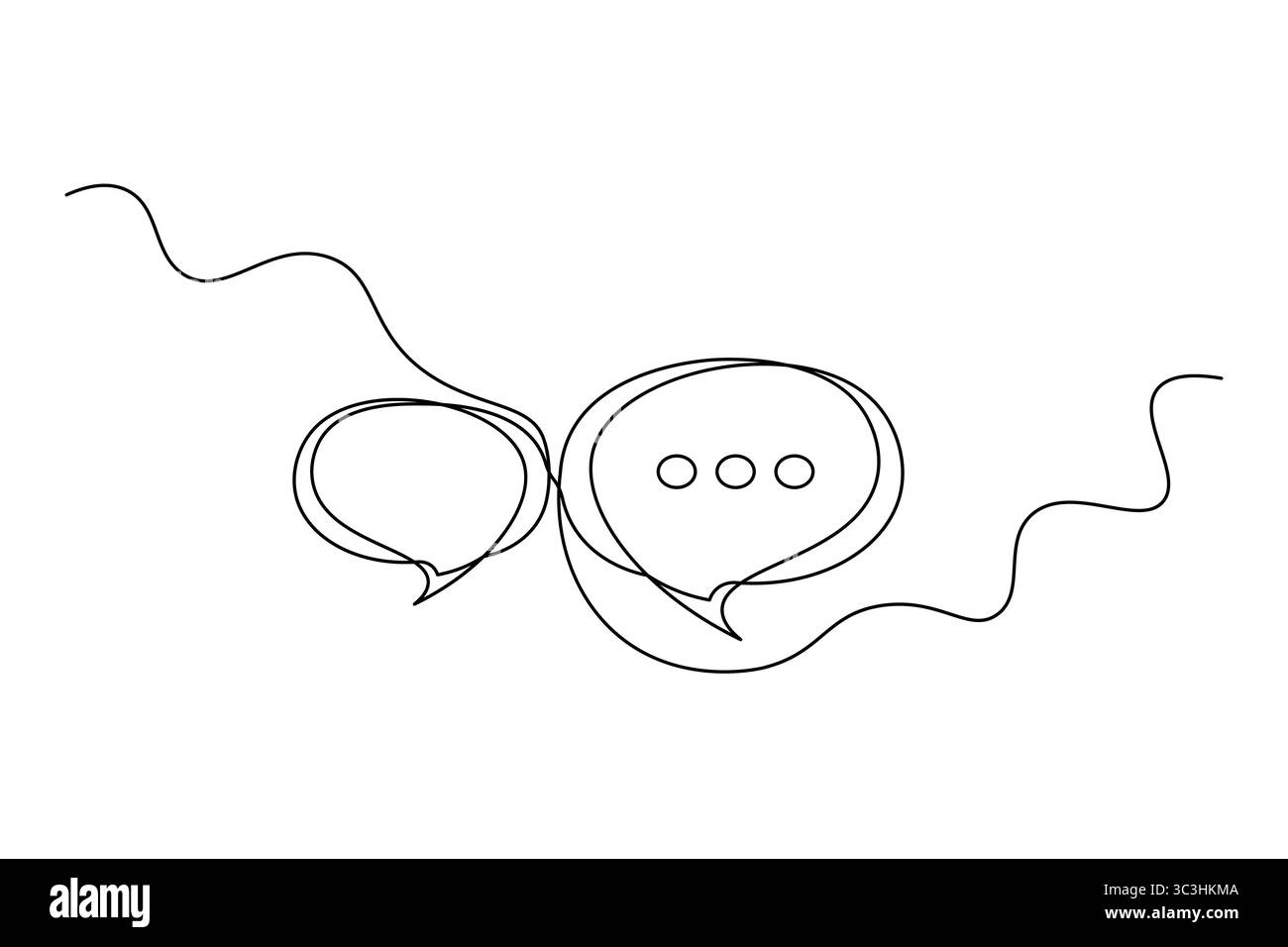 Minimale Sprachblase Continuous Line Art Vektor Chat-Symbol Silhouette für Kommunikations- und Messaging-Design. Stock Vektor