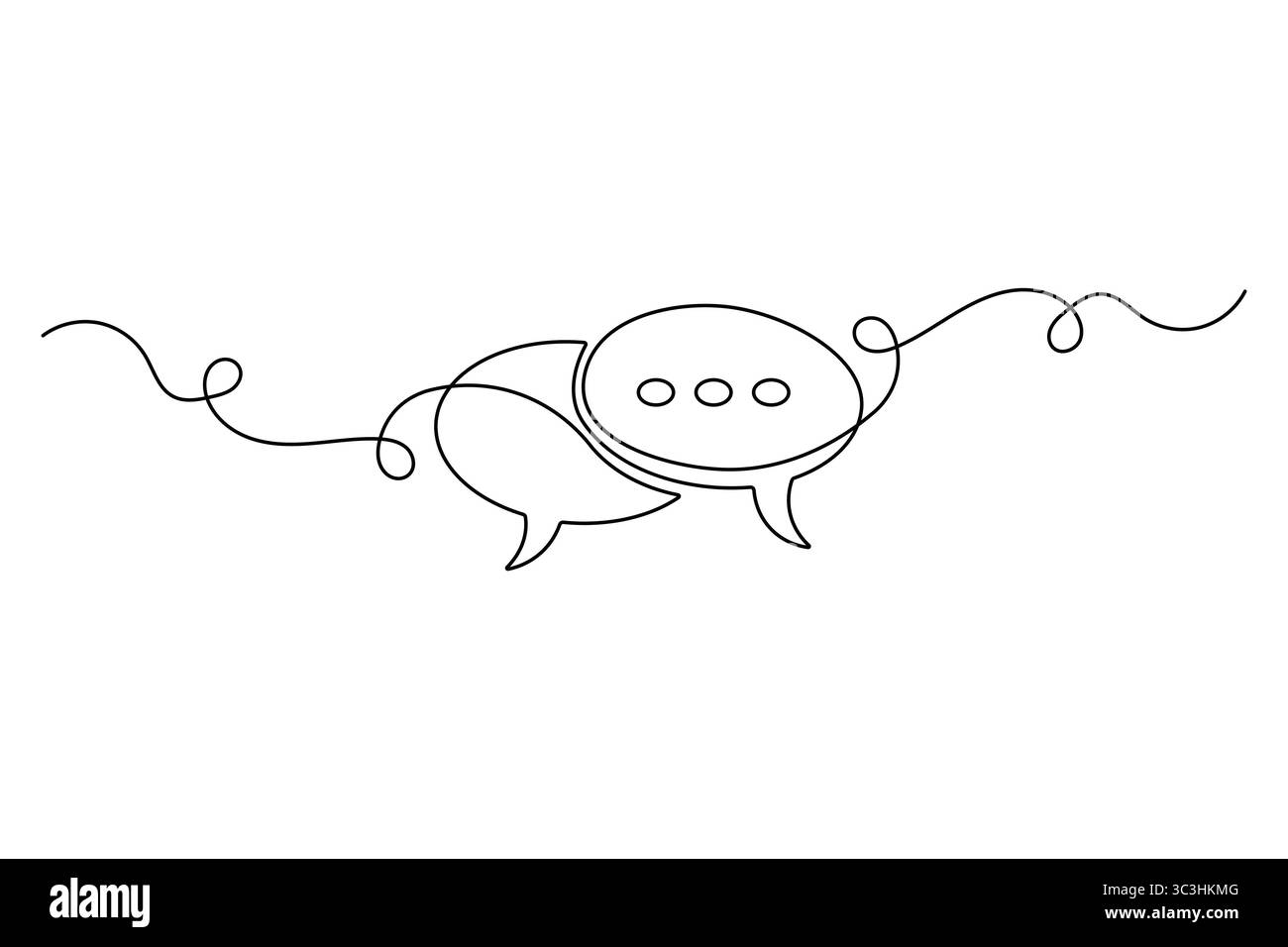 Minimale Sprachblase Continuous Line Art Vektor Chat-Symbol Silhouette für Kommunikations- und Messaging-Design. Stock Vektor