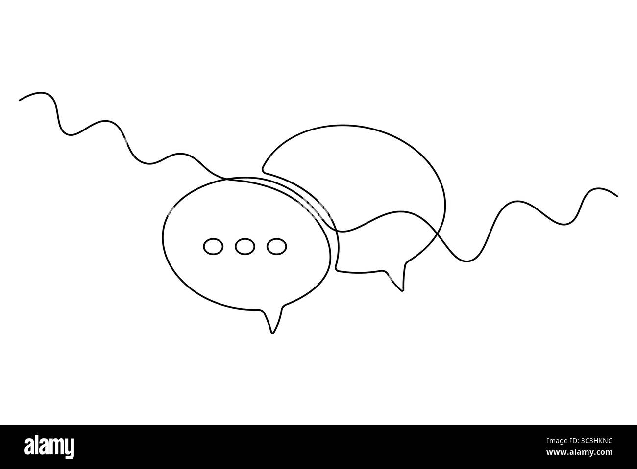 Minimale Sprachblase Continuous Line Art Vektor Chat-Symbol Silhouette für Kommunikations- und Messaging-Design. Stock Vektor