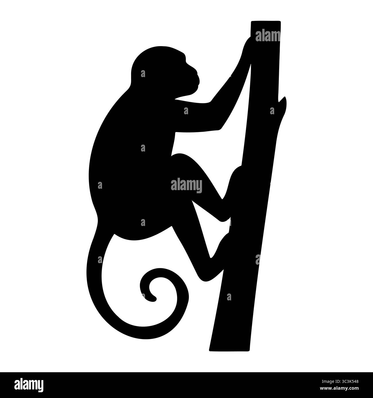 Affensilhouette klettert auf Baum Stock Vektor