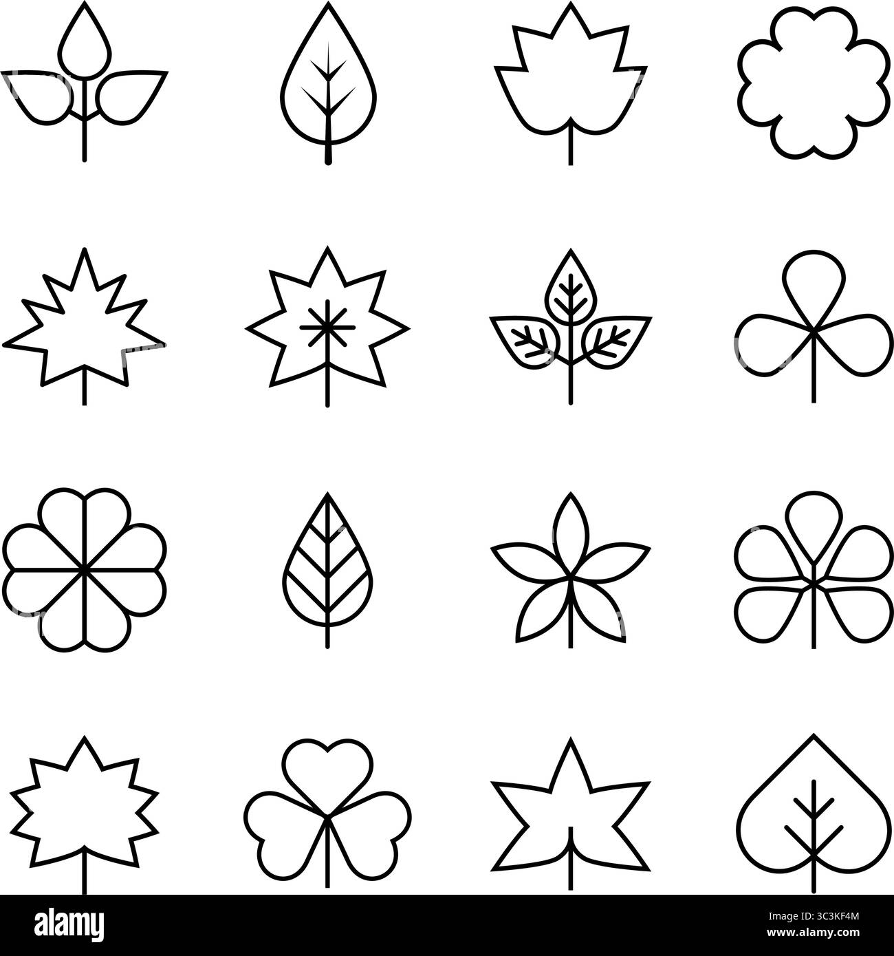 Satz von Liniensymbolen. Vektor des Blattsymbols Stock Vektor