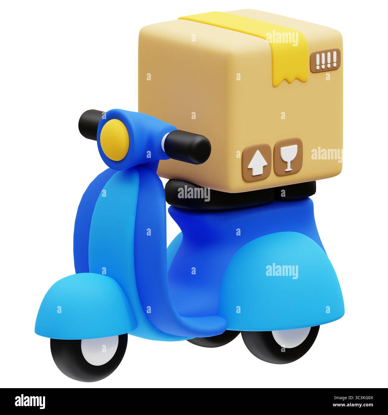 Abbildung des 3D-Symbols für den Auslieferungsroller. Stockfoto