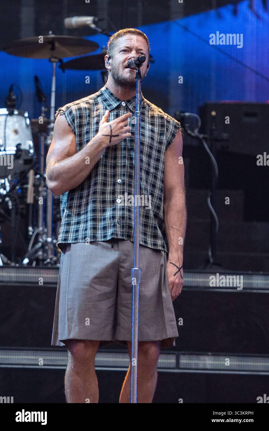 Tottenham Stadium, London, Großbritannien, Imagine Dragons, Loom World Tour, Freitag, 25. Juli 2025, Bild von Emma Terracciano Stockfoto