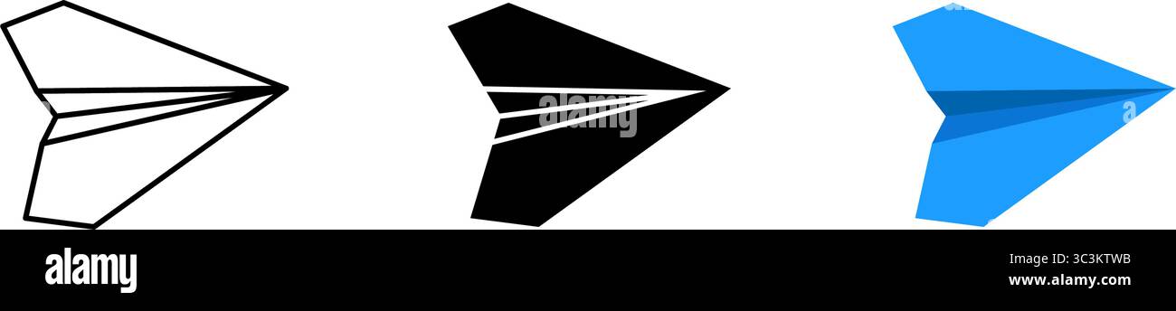 Papierebene eingestellt. Linie, Silhouette und flacher Stil. Stock Vektor
