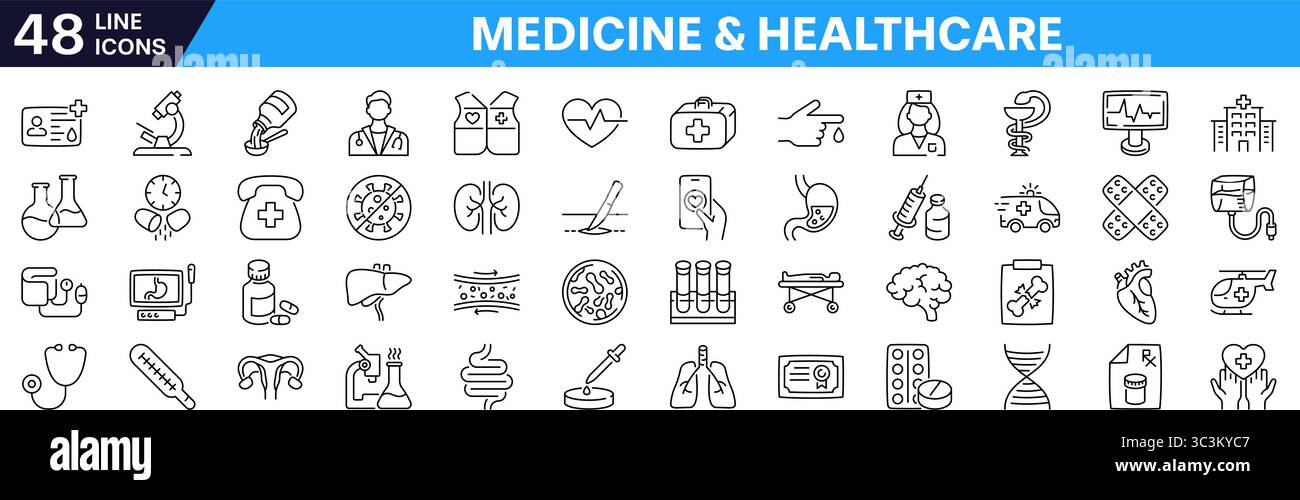 Symbol für Medizin. Gesundheitssymbol. Lineares Symbol. Stock Vektor