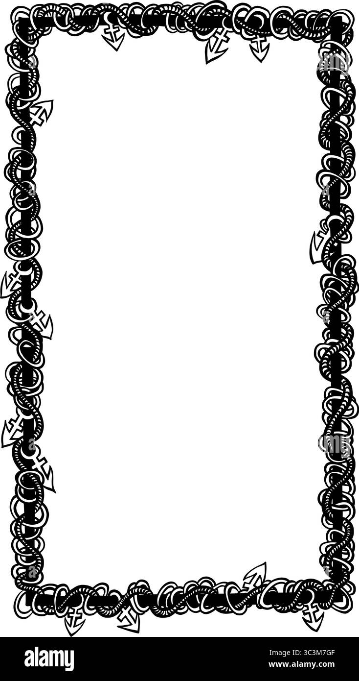 Nautischer Seilrahmen mit Ankersymbolen Stock Vektor