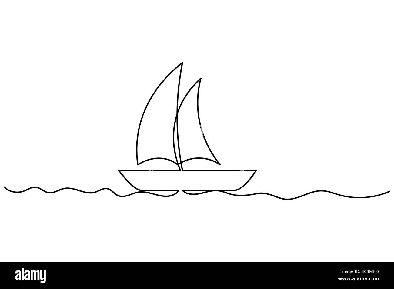 Sailboat Single Line Art Zeichnung kontinuierlicher Vektor isoliert auf weißem minimalistischen Stil Stock Vektor