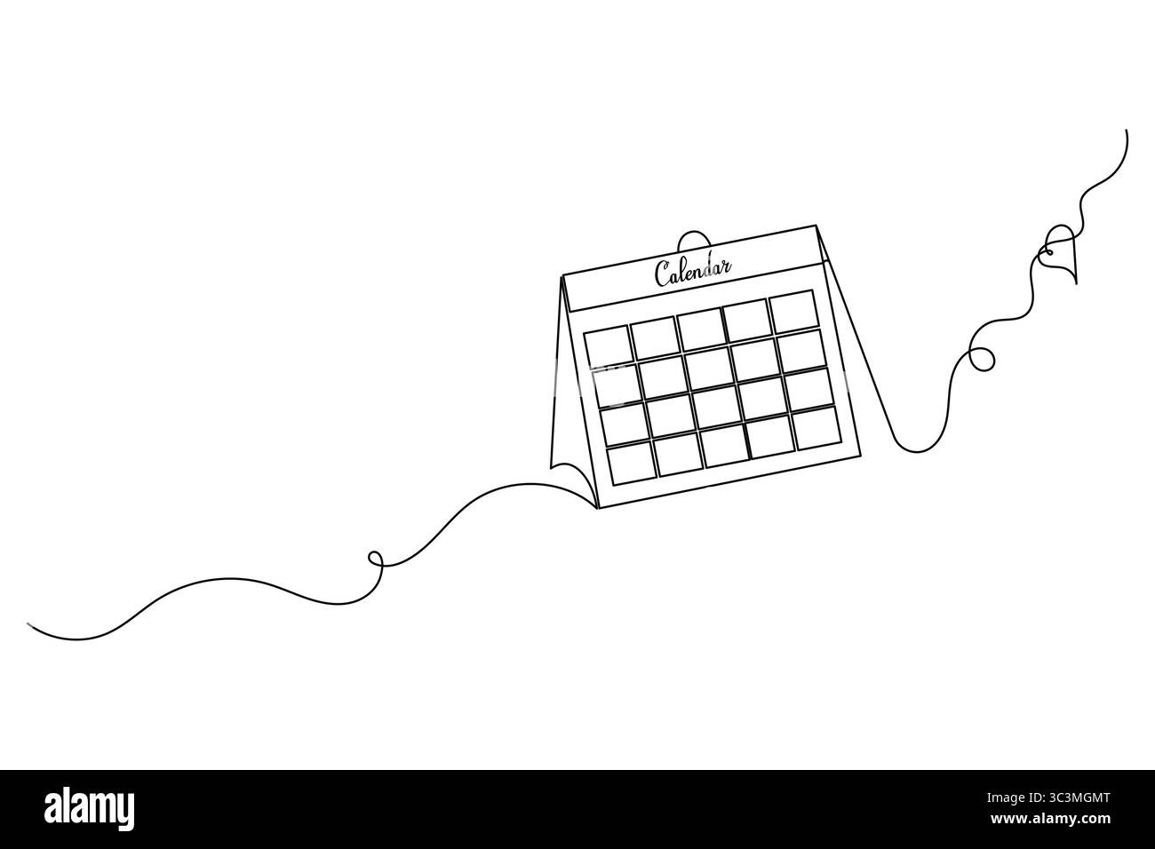 Tabellenkalender durchgehende einzeilige Kunst und Vektoren Illustrationen Design. Stock Vektor