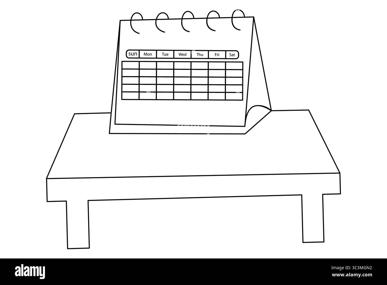 Tabellenkalender durchgehende einzeilige Kunst und Vektoren Illustrationen Design. Stock Vektor