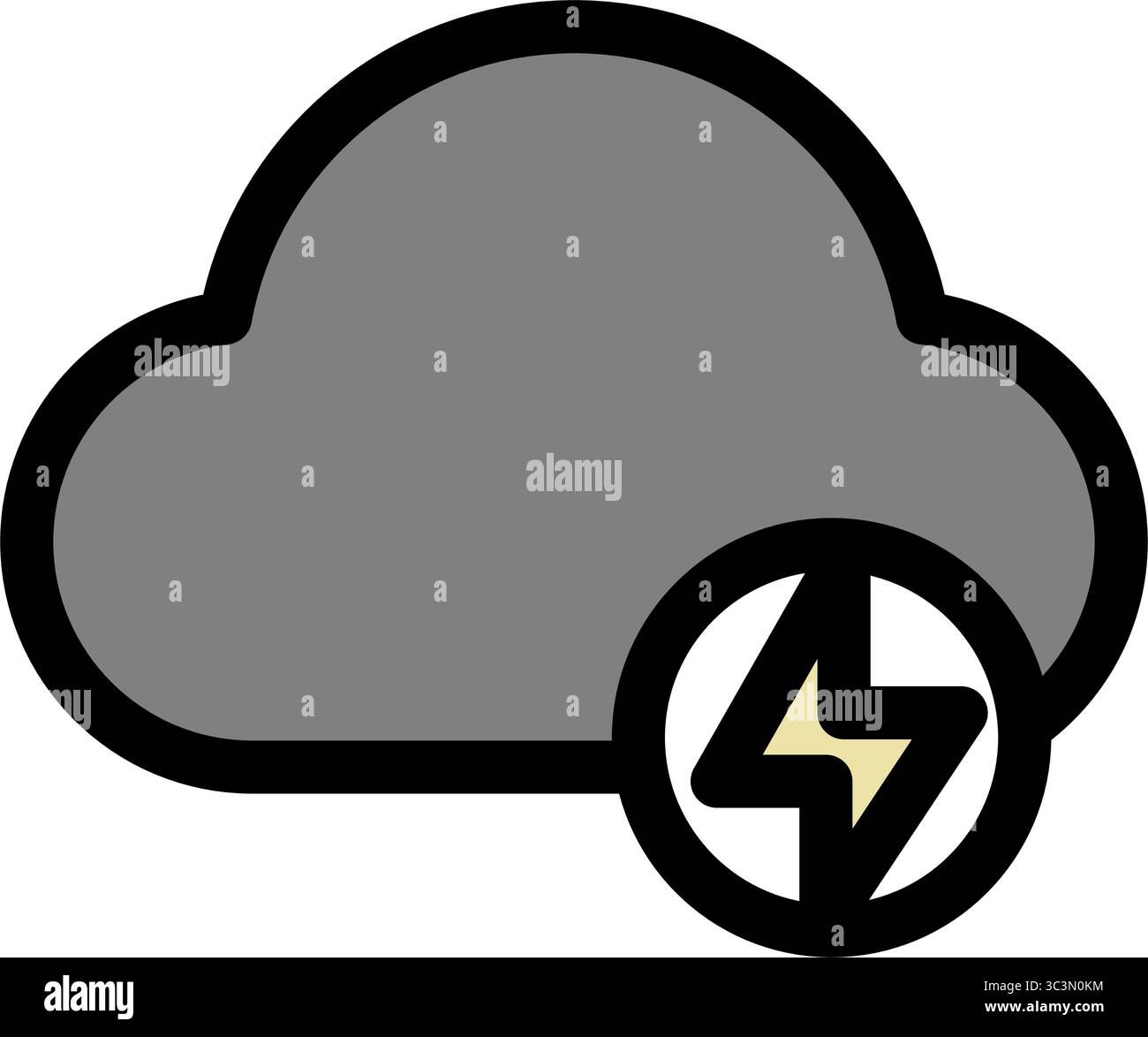 Eine graue Wolke mit einem auffälligen Blitz deutet auf stürmisches Wetter hin und symbolisiert Kraft, Energie oder potenzielle Gefahr. Stock Vektor