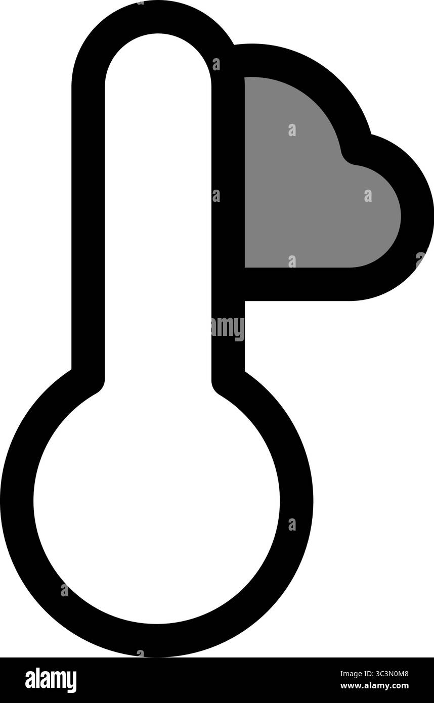 Ein Symbol, das ein Thermometer in Kombination mit einer Wolke darstellt, das niedrige Temperaturen und bewölktes Wetter symbolisiert. Stock Vektor