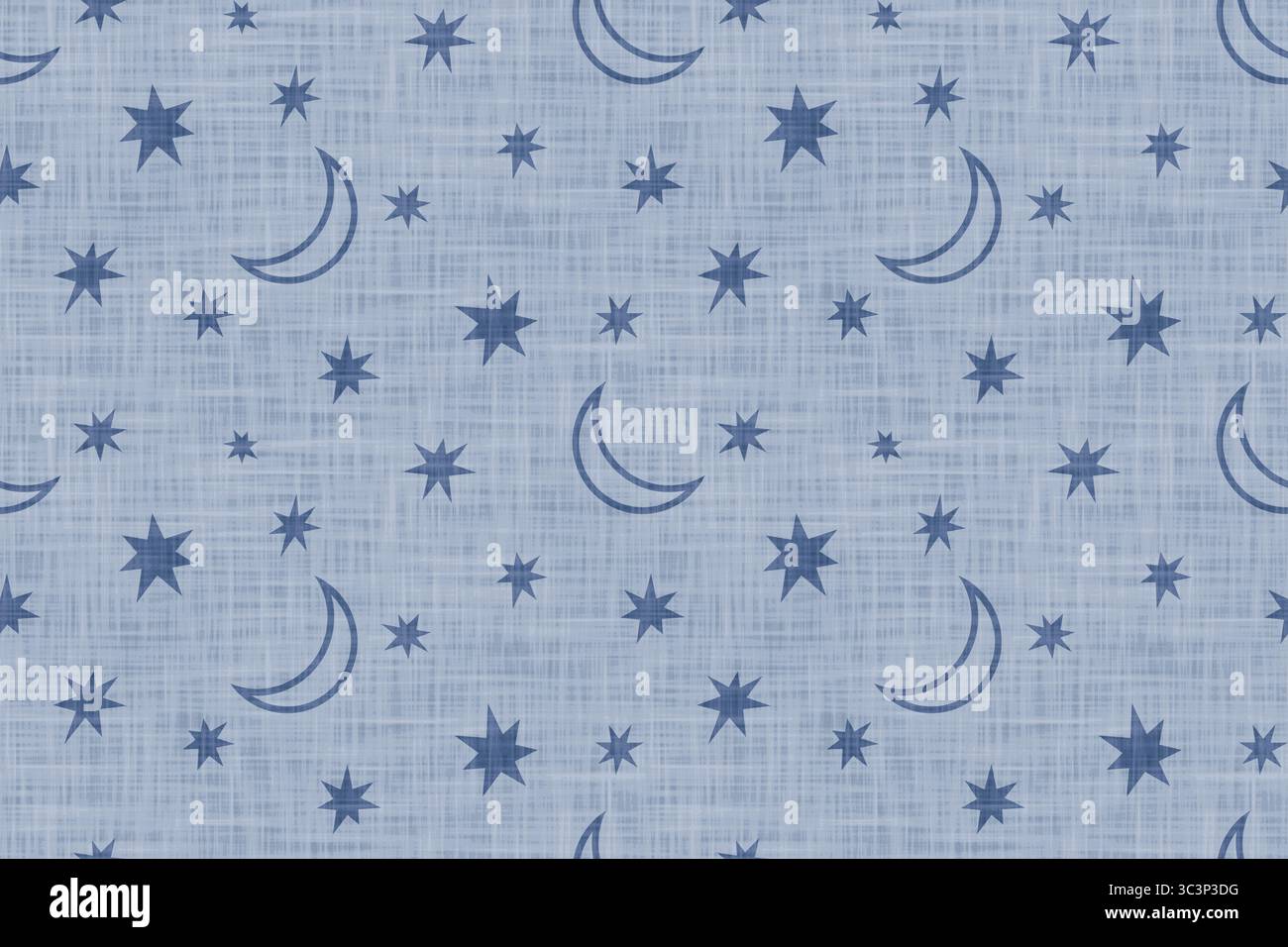 Nahtloses Vintage-Boho-Muster von Mond und Sternen. Babymuster von Mond und Sternen im Retro-Stil. Stockfoto