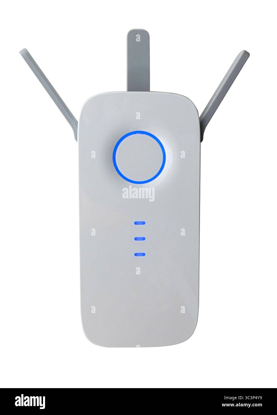 Moderner WLAN-Router mit Antennen für starkes Signal und schnelle Verbindung Stockfoto