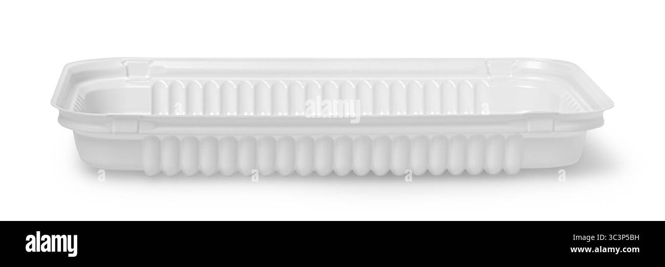 Rechteckiger Einwegbehälter zur Aufbewahrung und zum Transport von Lebensmitteln Stockfoto