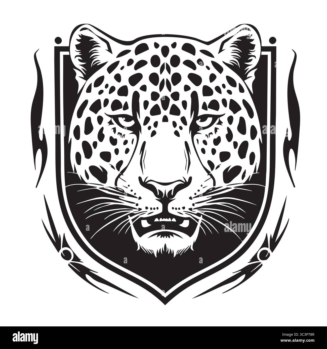 Geparden-Leopardenkopf auf dem Mantel Stock Vektor