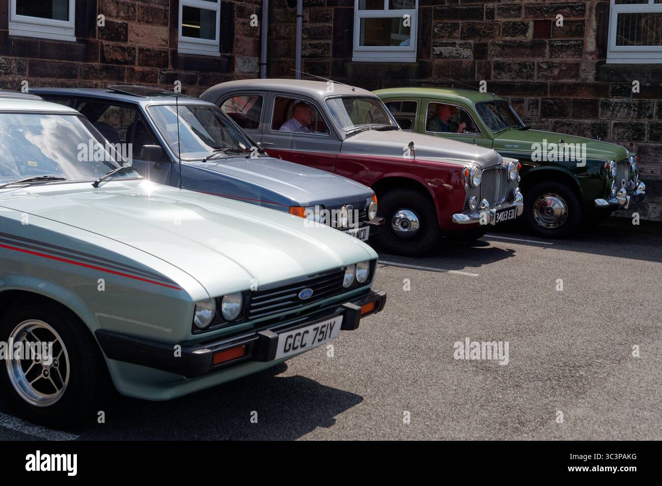 Congleton Beartown Classic Car Club Veranstaltung in der St Lawrence's Church Hall in Biddulph, Staffordshire, England. Juli 2025 Stockfoto