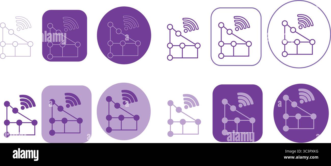 Moderne Symbole für drahtlose Netzwerke in verschiedenen Formen und Farben, bereit für technisches Design und Branding Stock Vektor