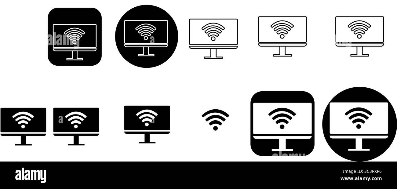 Symbole für drahtlose Internetverbindungen für moderne Technologie und digitale Kommunikationskonzepte Stock Vektor
