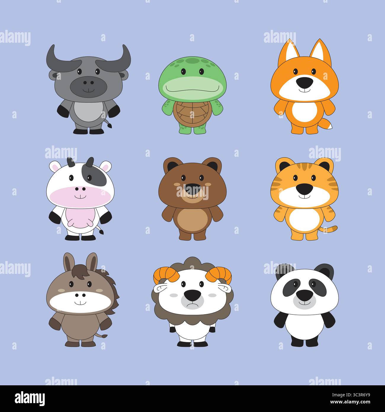 Tiermaskottchen. Niedliche Tiere Stock Vector Pack. Stock Vektor