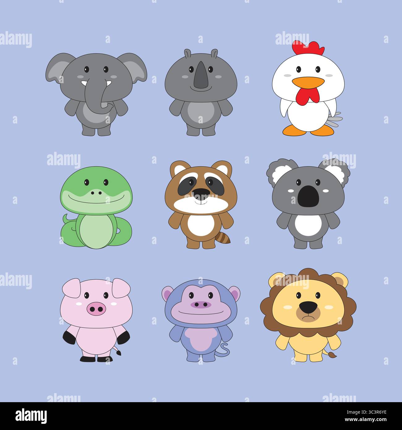 Tiermaskottchen. Niedliche Tiere Stock Vector Pack. Stock Vektor