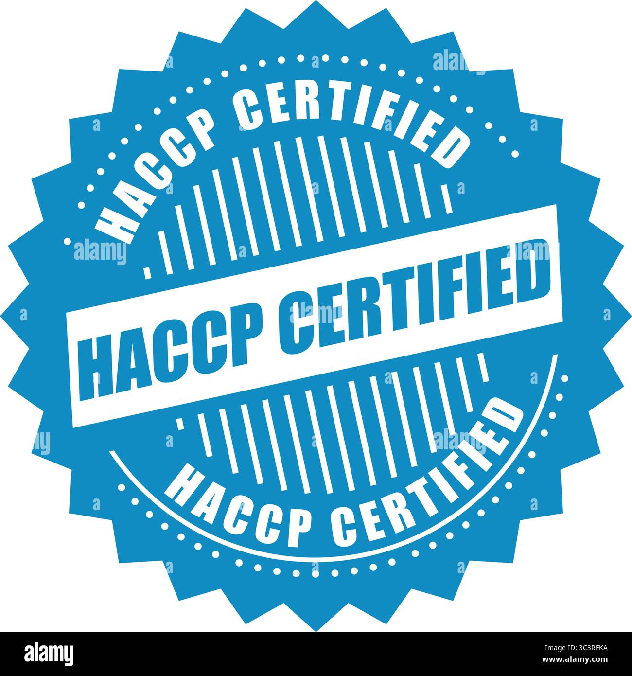HACCP-zertifizierter Stempel – Vektorabzeichen zur Einhaltung der Lebensmittelsicherheit für Verpackung, Inspektion und Qualitätssicherung Stock Vektor