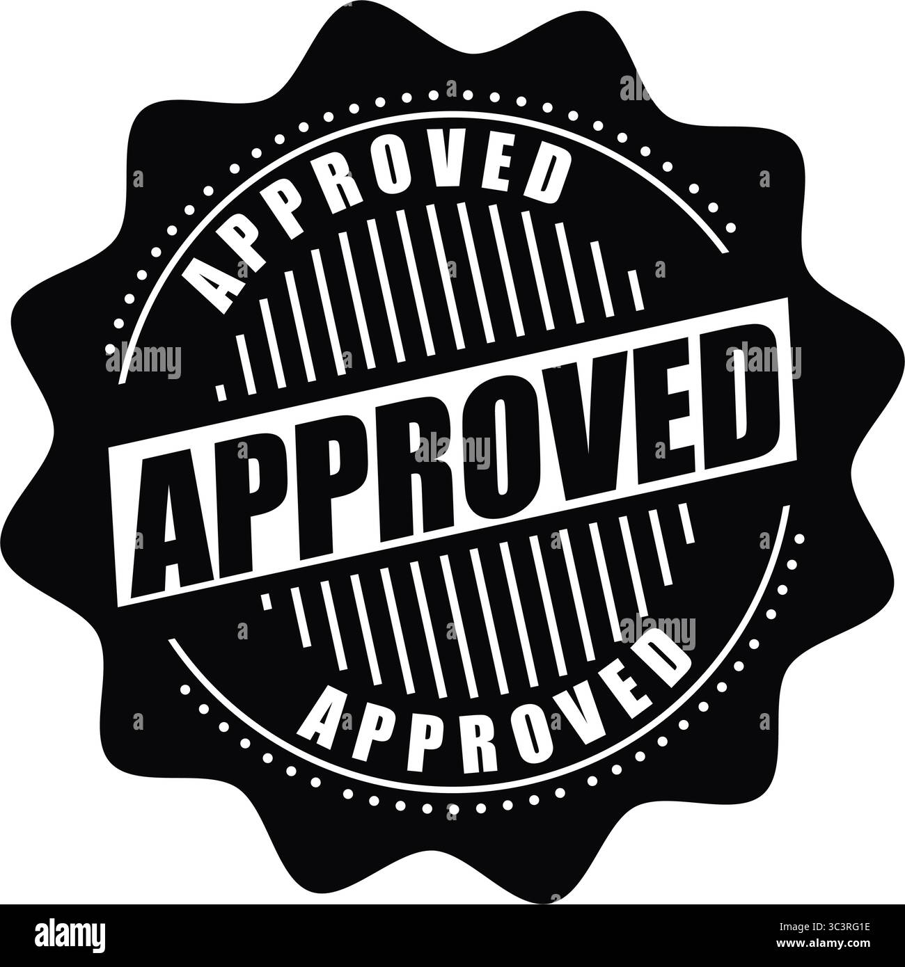 Genehmigter Abzeichen – Vektoretiketten mit zertifizierter Zulassung für den offiziellen Gebrauch, die Qualitätssicherung und die Produktüberprüfung Stock Vektor