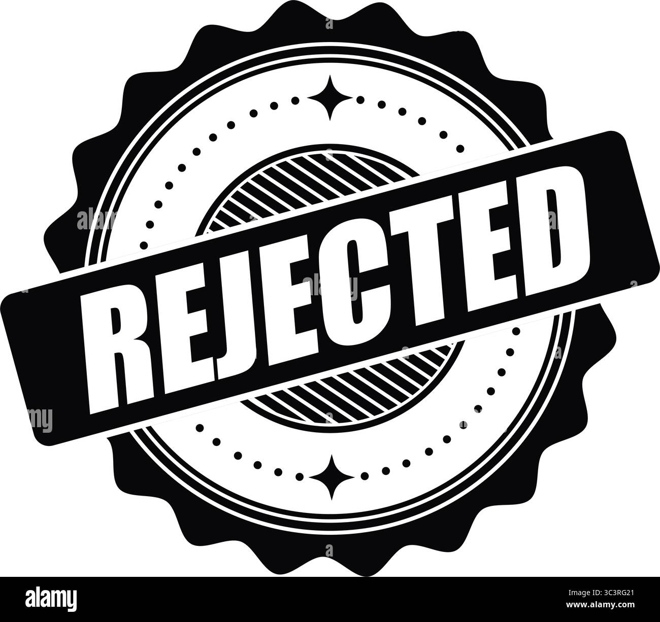 Abgelehntes Stempellabel – Ablehntes, abgelehntes und abgelehntes offizielles Vektordesign für Dokumente, Anwendungen und Hinweise Stock Vektor