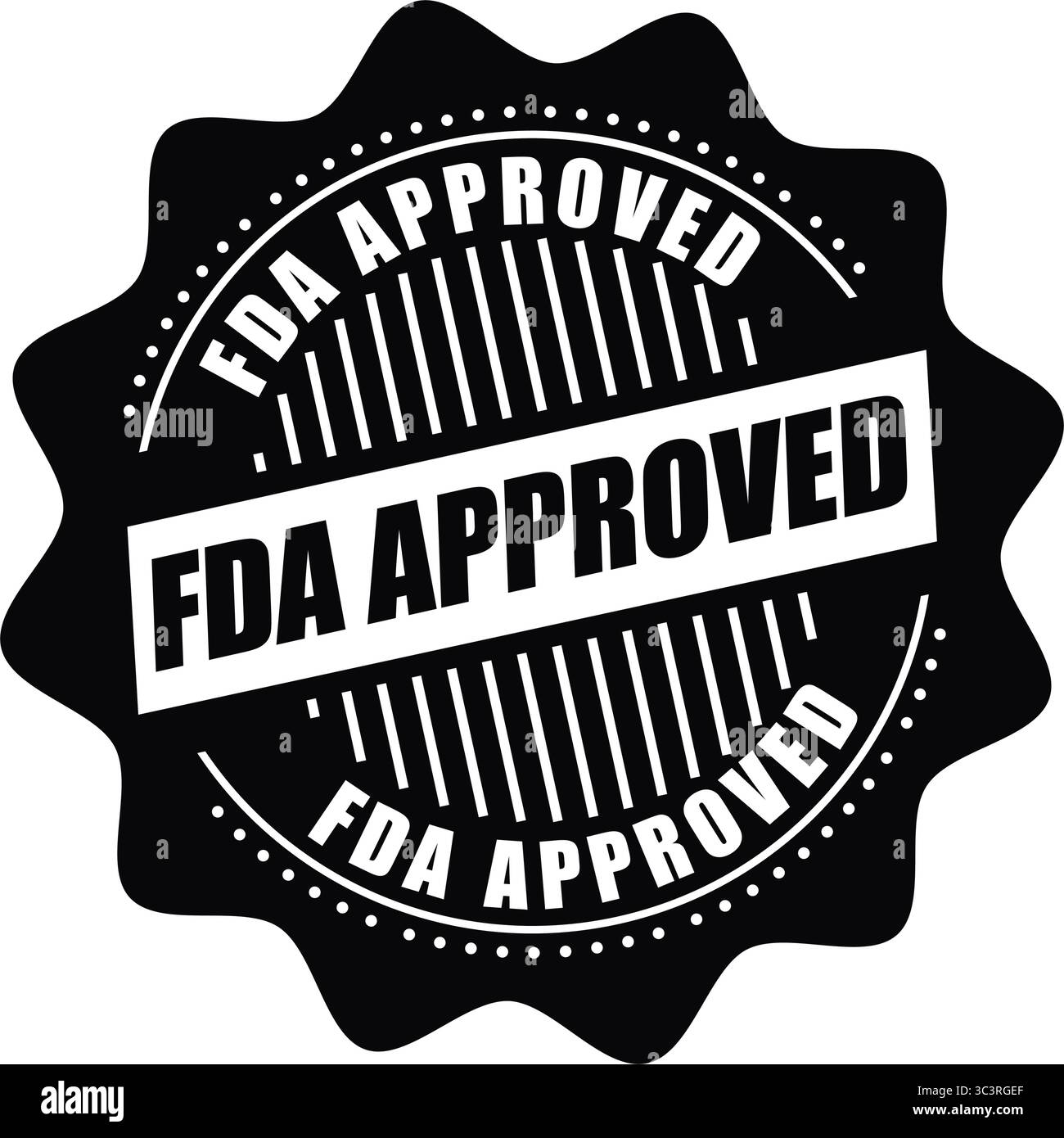 FDA Approved Stamp Label – Offizielles Zulassungssiegel Vektor Design für medizinische, pharmazeutische und Produktzertifizierung Stock Vektor
