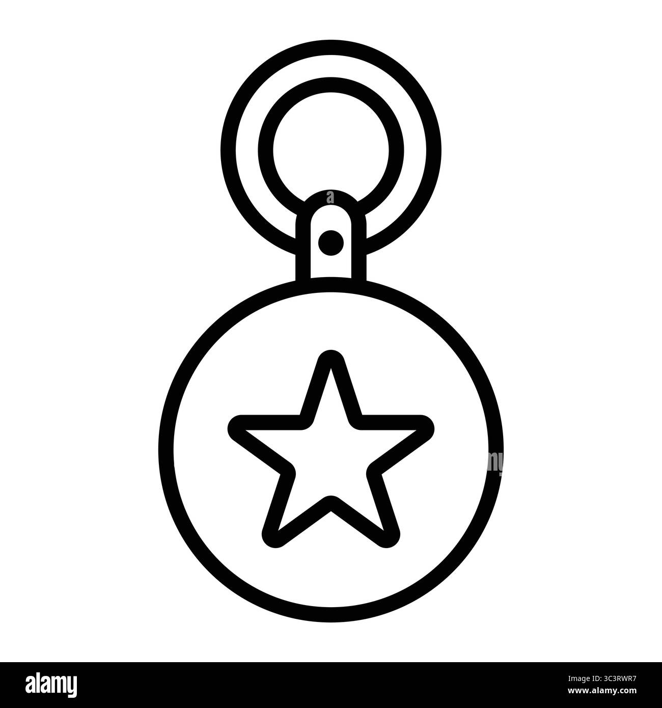 Dieses schlichte Liniendesign verfügt über eine Medaille mit Stern und Ring, die perfekt für Leistung und Anerkennung in verschiedenen Kontexten geeignet ist. Stock Vektor