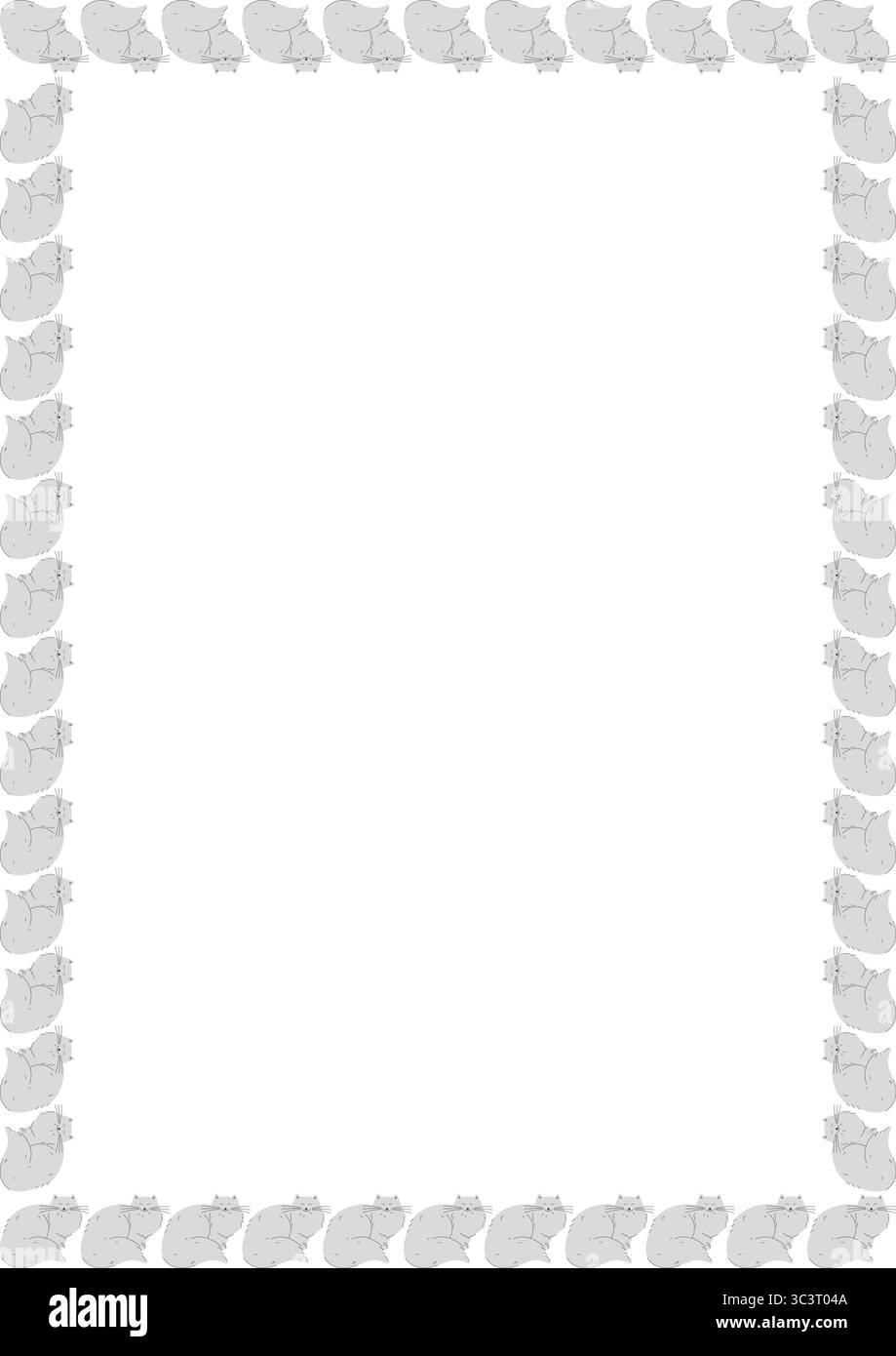 Rahmen von niedlichen Haustieren. Schwarze Katzenillustration mit leerem Platz für Ihren Text. Halloween-Design. Babydusche Stock Vektor