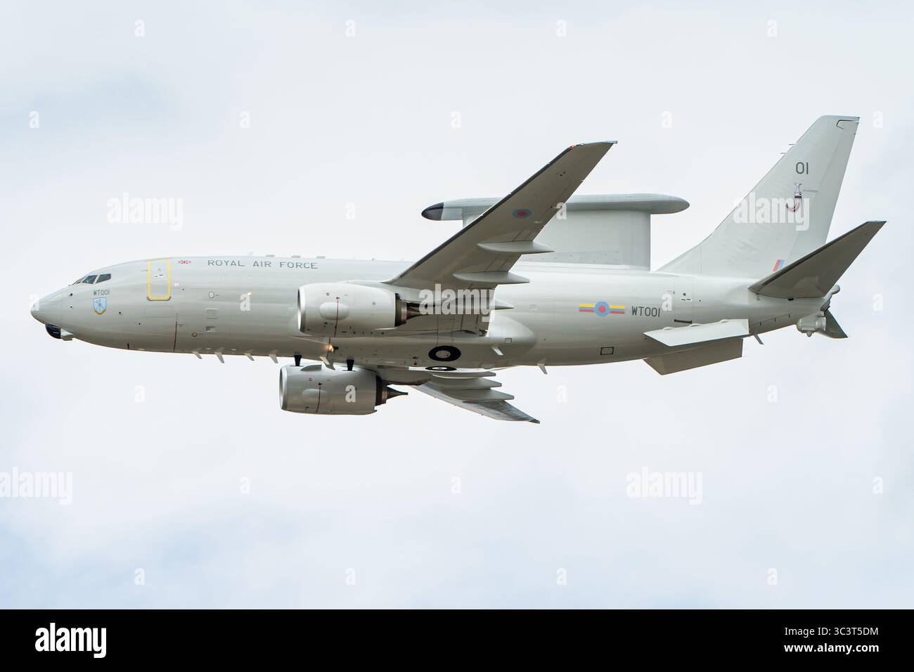 Ein Boeing E-7 Wedgetail-Frühwarn- und Kontrollflugzeug der Royal Air Force. Stockfoto