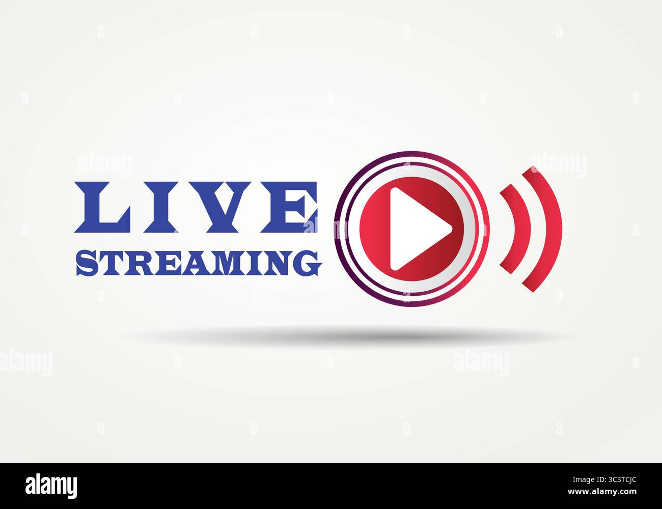 Livestreaming in Rot und Blau. Symbolvektor der Wiedergabetaste Stock Vektor