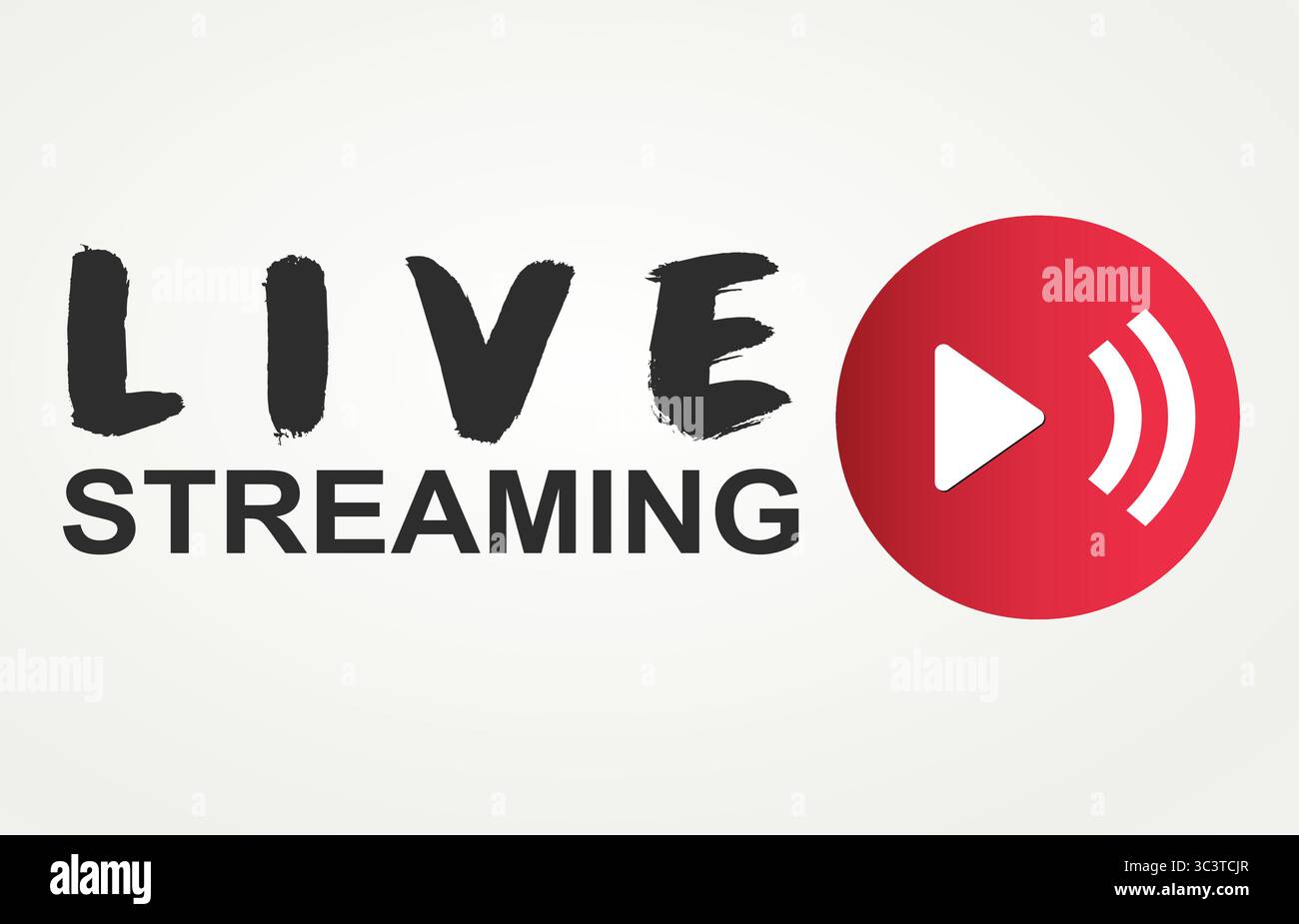 Livestreaming mit roter Vektorgrafik für die Wiedergabetaste Stock Vektor
