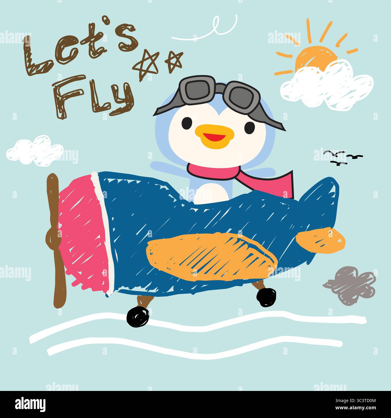 Nettes Pinguin-Doodle-Vektor-Set Stock Vektor