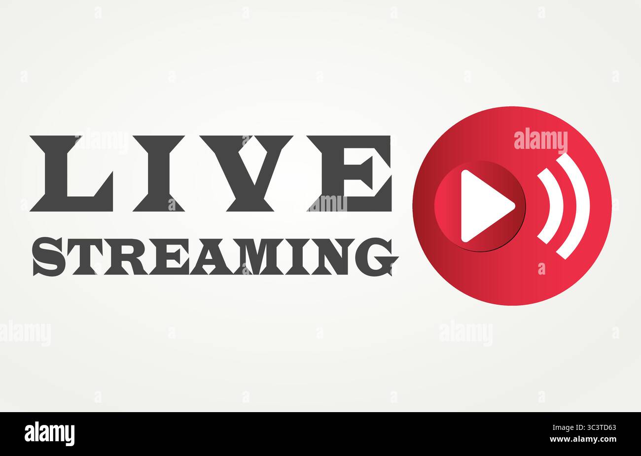 Livestreaming rot im Kreis Symbol für die Wiedergabetaste Vektor Stock Vektor