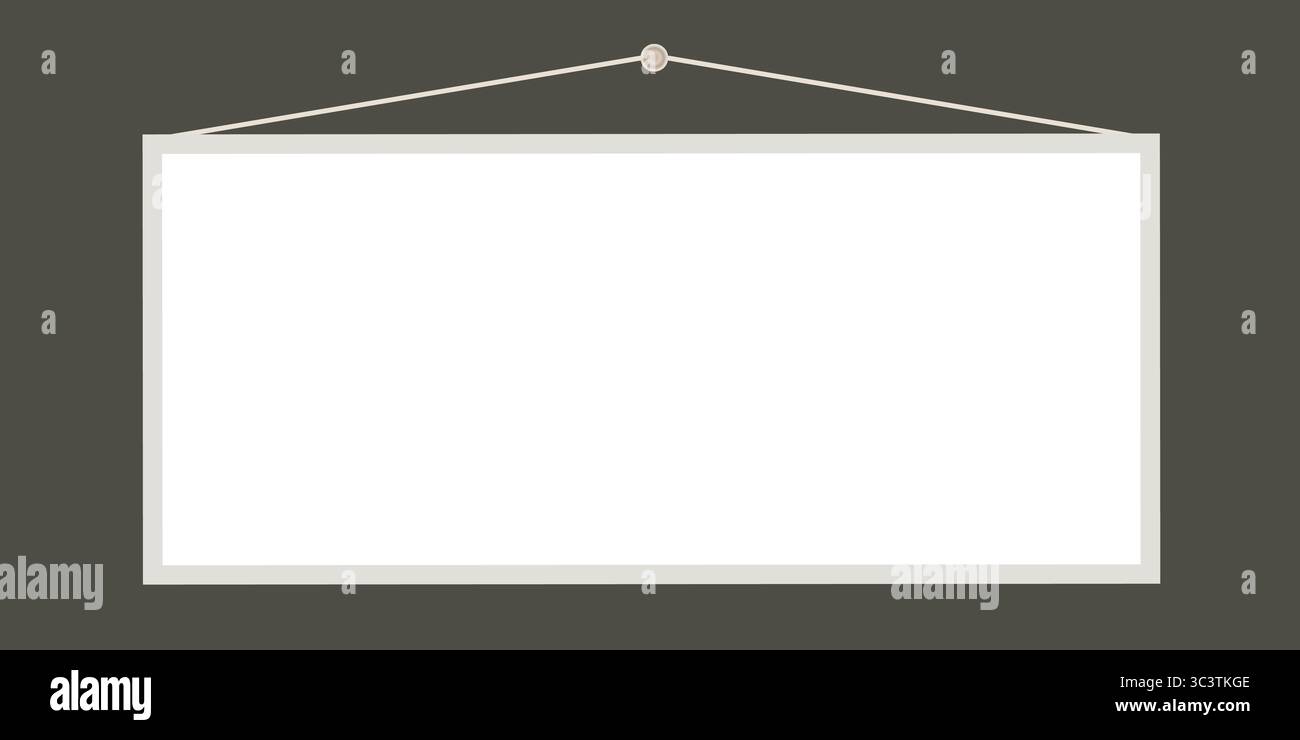 Hängender leerer Rahmen mit weißem Hintergrund Modell-Vektorbild der Designvorlage Stock Vektor
