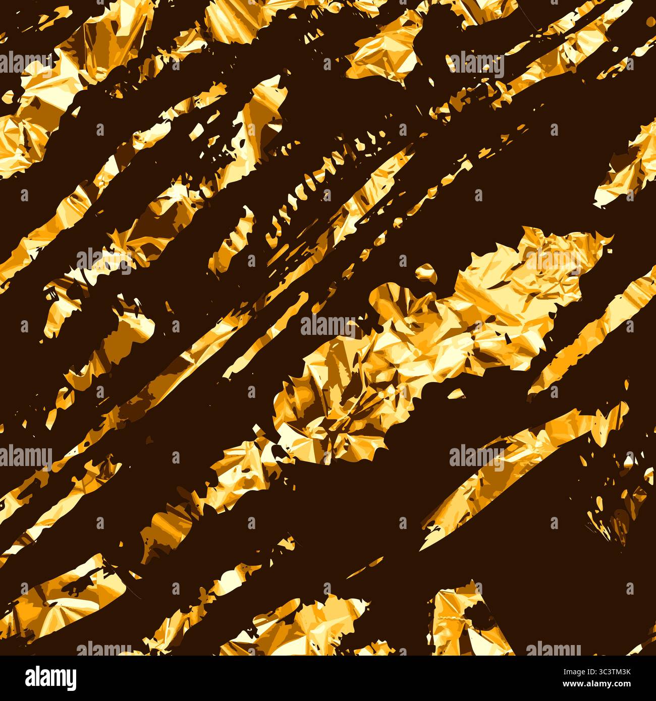 Nahtloses Vektormuster mit gerissenen Linien und Kratzern in realistischer goldener Folienstruktur. Glänzender metallischer Hintergrund für Luxusverpackungen, Branding, Invi Stock Vektor