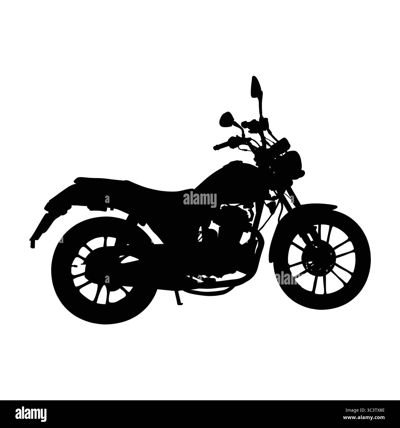 Schwarze Silhouette der Seitenansicht des klassischen Motorrads Stock Vektor