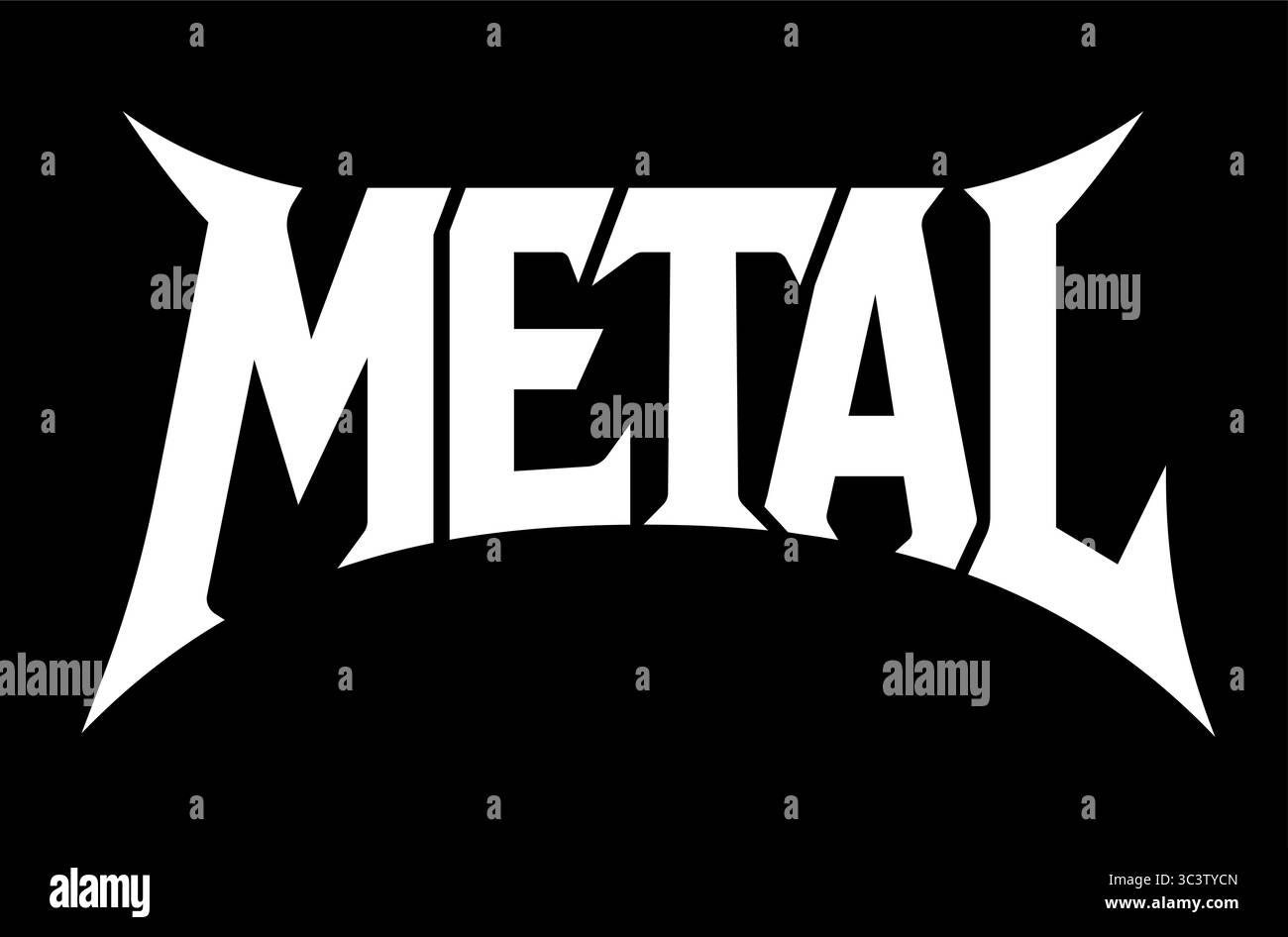 „METAL“-Schriftzug im Stil des klassischen Heavy Metal-Bandlogos. Hardcore-Musiksymbol, Posterdesign, T-Shirt-Druck. Vektorabbildung. Stock Vektor