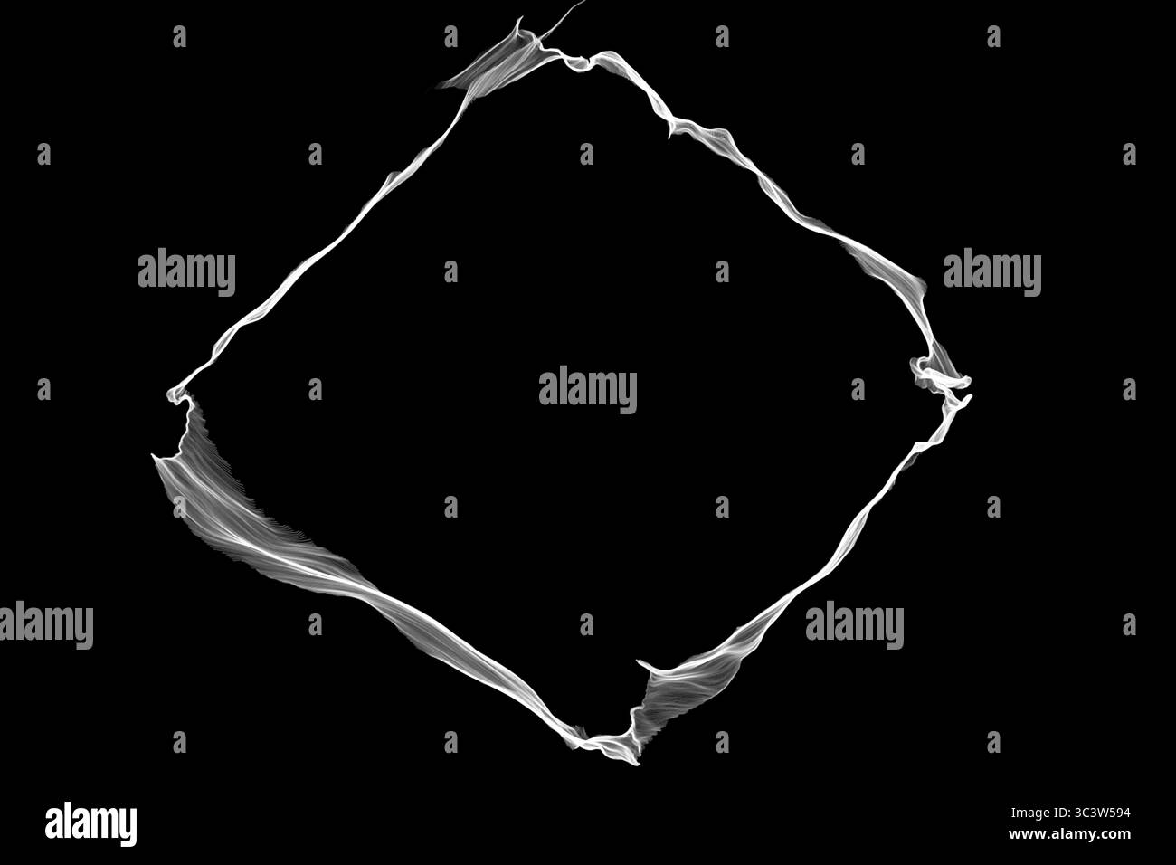 Futuristisches Punktmuster. Explosion verdrehter Wellen auf dunklem Hintergrund. Dynamische Partikel klingen Wellen, die über die Dunkelheit fließen. Big Data. 3D-Rendering Stock Vektor
