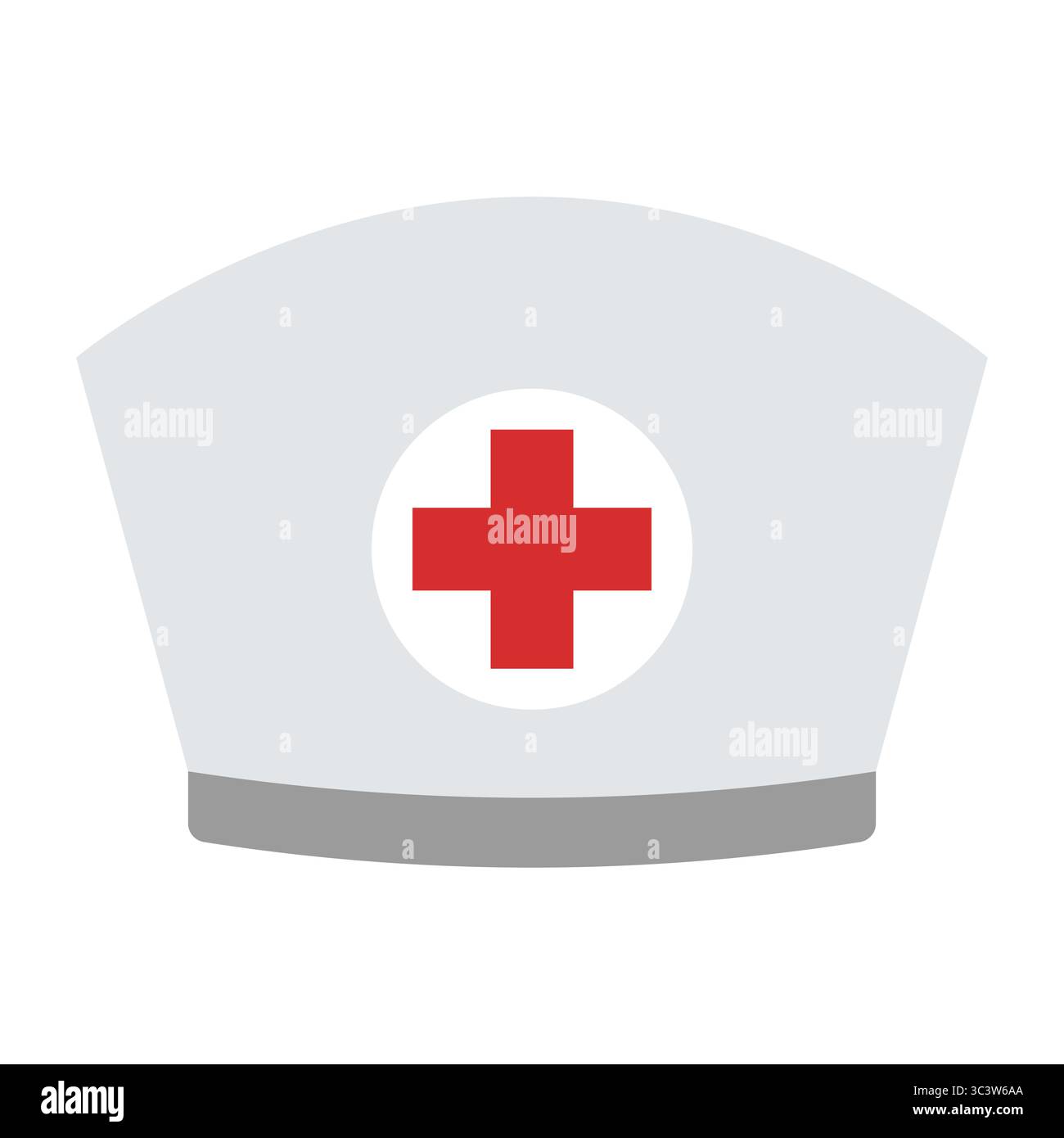 Schwesternmütze mit rotem Kreuz-Symbol. Medizinische Vektor-Illustration. Vektorillustration eines klassischen Schwesternhutes mit rotem Kreuz-Emblem in der Mitte. Stock Vektor