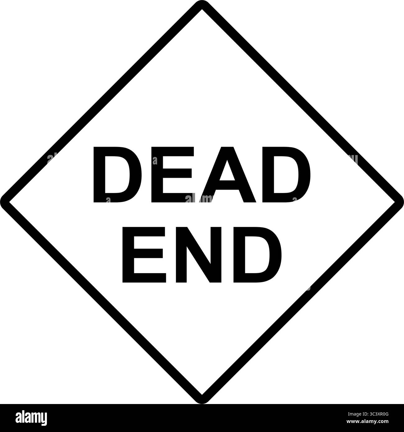 Quadratische Sackgasse Straßenschild-Umrissvektor-Illustration Stock Vektor