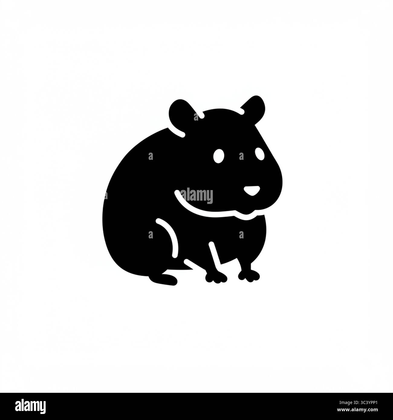 Grafisches Symbol des schwarzen Hamsters (Maus) – Vektorillustration isoliert auf weißem Hintergrund Stock Vektor