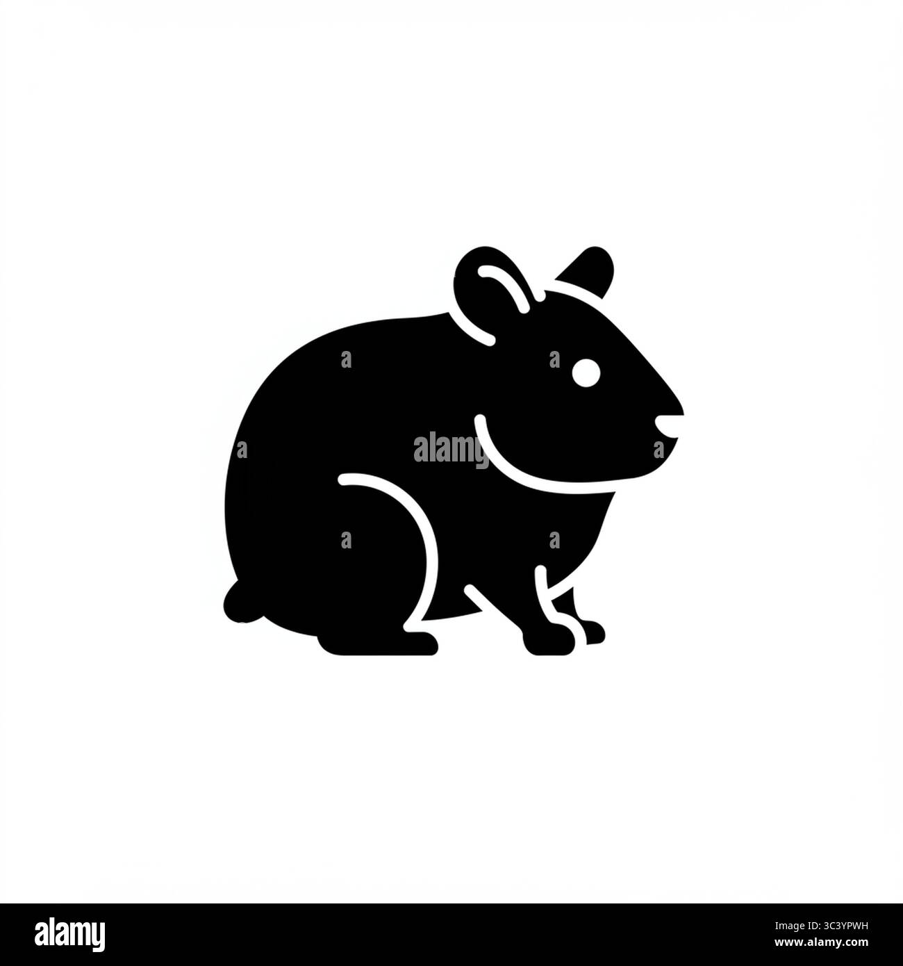 Grafisches Symbol des schwarzen Hamsters (Maus) – Vektorillustration isoliert auf weißem Hintergrund Stock Vektor