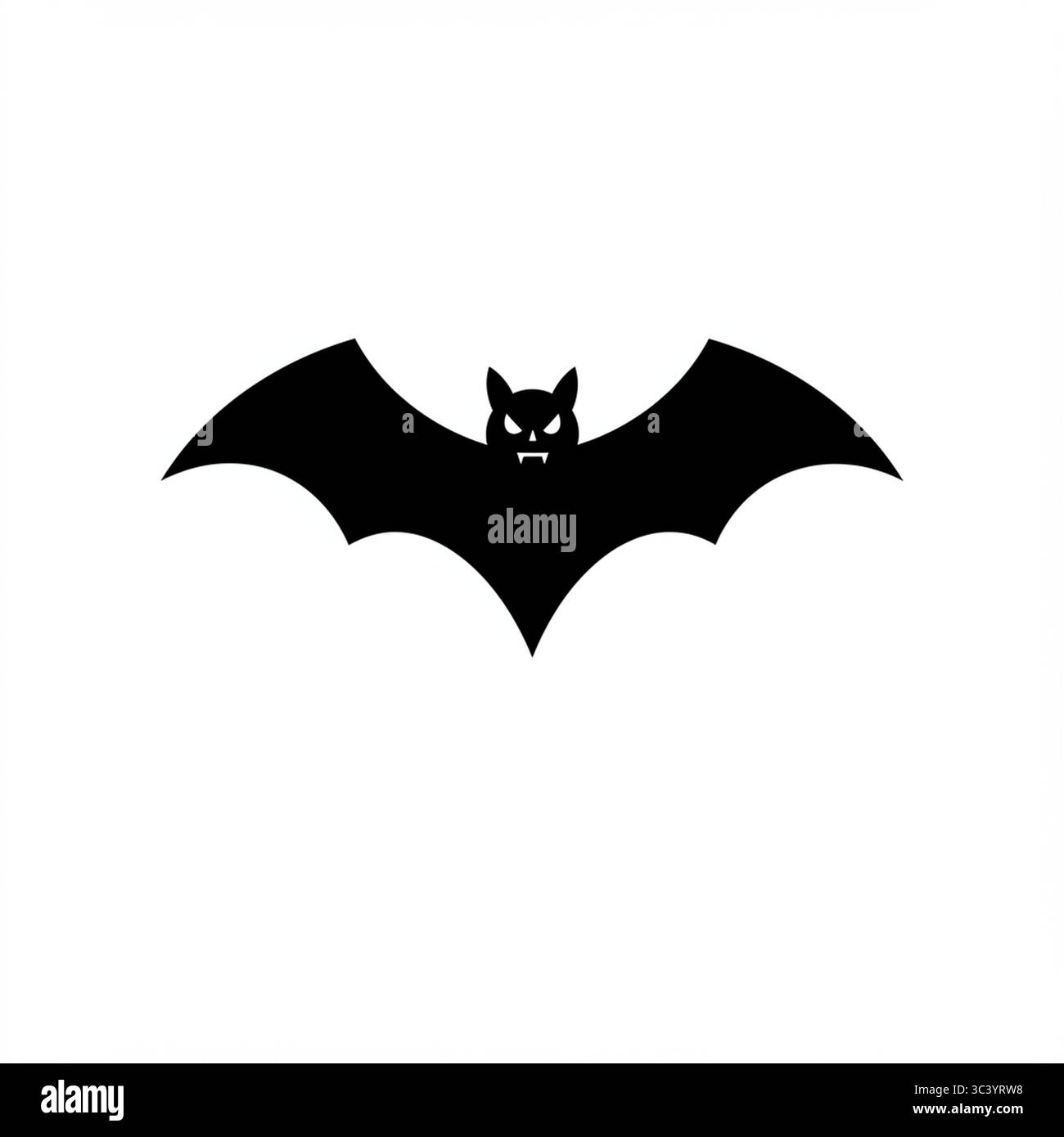 Schwarzes Fledermaus-Grafiksymbol. Vektorillustration isoliert auf weißem Hintergrund Stock Vektor