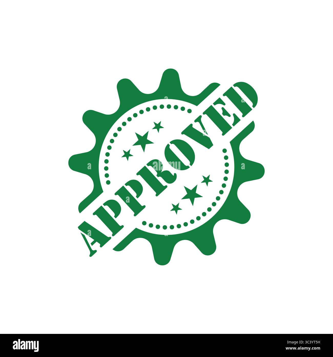 Symbol „zugelassener Stempel“ – grünes zertifiziertes Etikett mit Sternen Stock Vektor